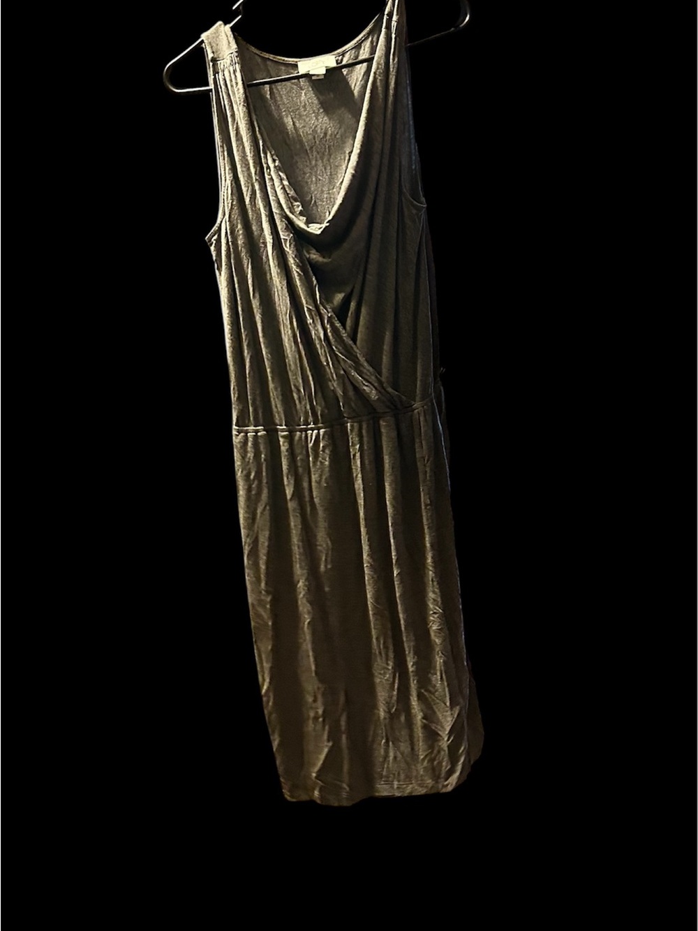 LOFT gray Draped Sleeveless Midi Dress
